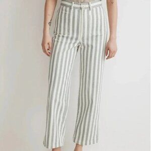 Madewell The Perfect Vintage Wide Leg Crop Pant in Stripe Size 27